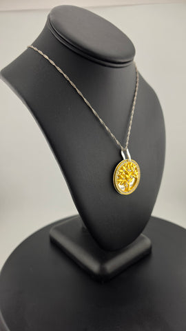 Brand New 18k Gold Plated Sterling Silver Tree Of Life Necklace