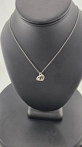 Brand Ne w Sterling Silver 925 Double Heart Necklace