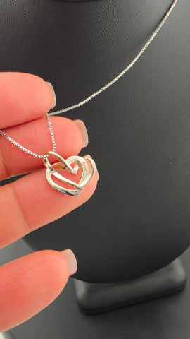 Brand Ne w Sterling Silver 925 Double Heart Necklace