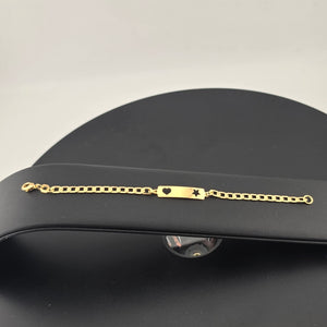 Brand New Brazilian 18K Gold Filled Heart & Star Bar Bracelet