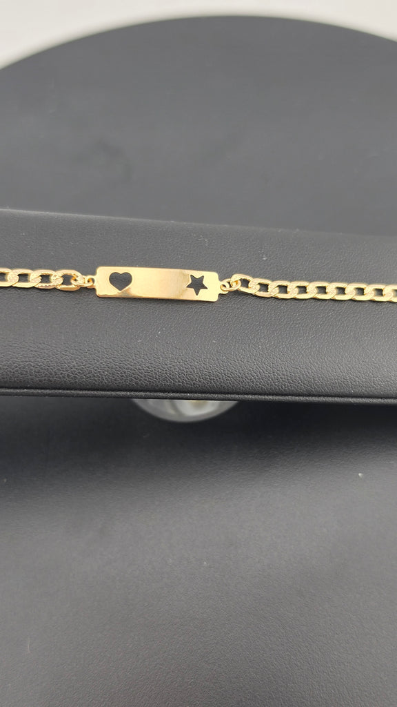 Brand New Brazilian 18K Gold Filled Heart & Star Bar Bracelet