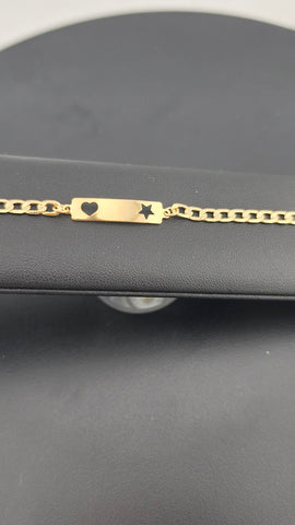 Brand New Brazilian 18K Gold Filled Heart & Star Bar Bracelet