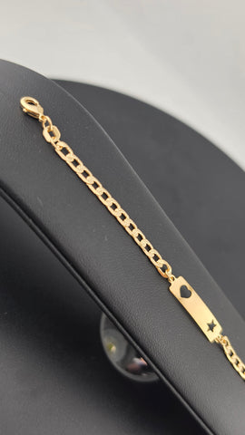 Brand New Brazilian 18K Gold Filled Heart & Star Bar Bracelet