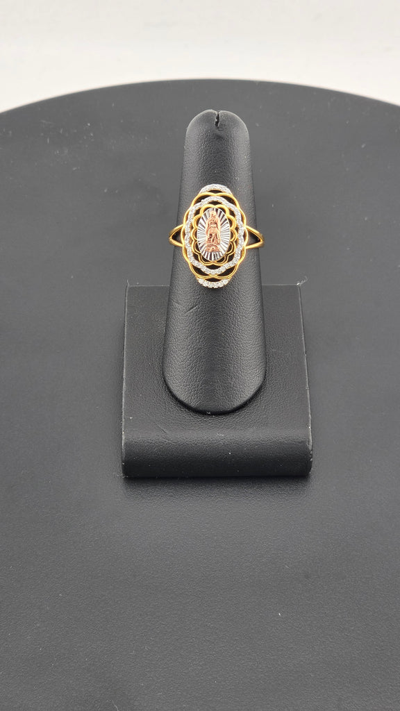Sterling Silver 925 Virgen de Guadalupe Cz Ring