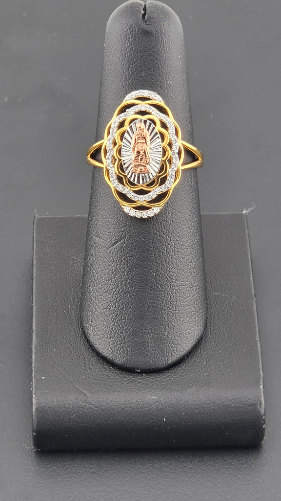 Sterling Silver 925 Virgen de Guadalupe Cz Ring