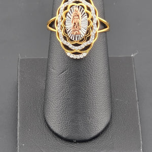 Sterling Silver 925 Virgen de Guadalupe Cz Ring