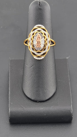 Sterling Silver 925 Virgen de Guadalupe Cz Ring