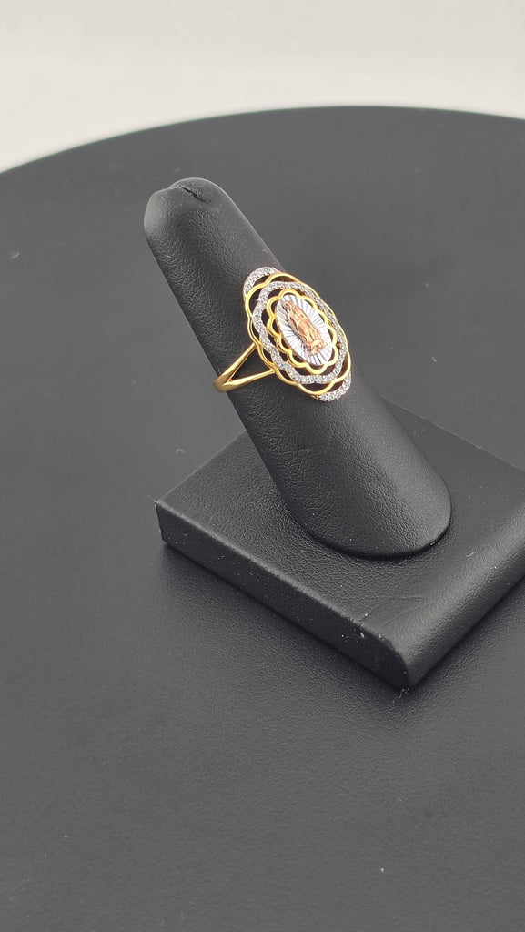 Sterling Silver 925 Virgen de Guadalupe Cz Ring