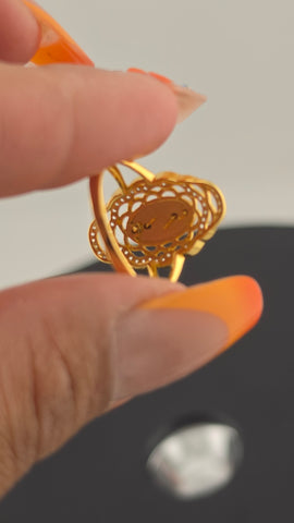 Sterling Silver 925 Virgen de Guadalupe Cz Ring