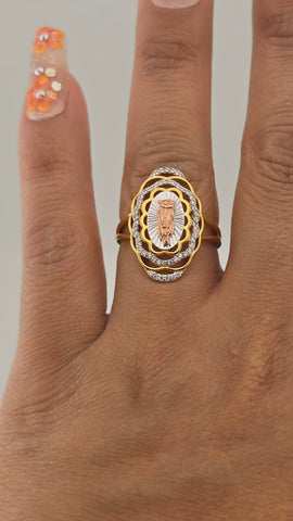 Sterling Silver 925 Virgen de Guadalupe Cz Ring