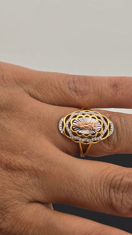 Sterling Silver 925 Virgen de Guadalupe Cz Ring