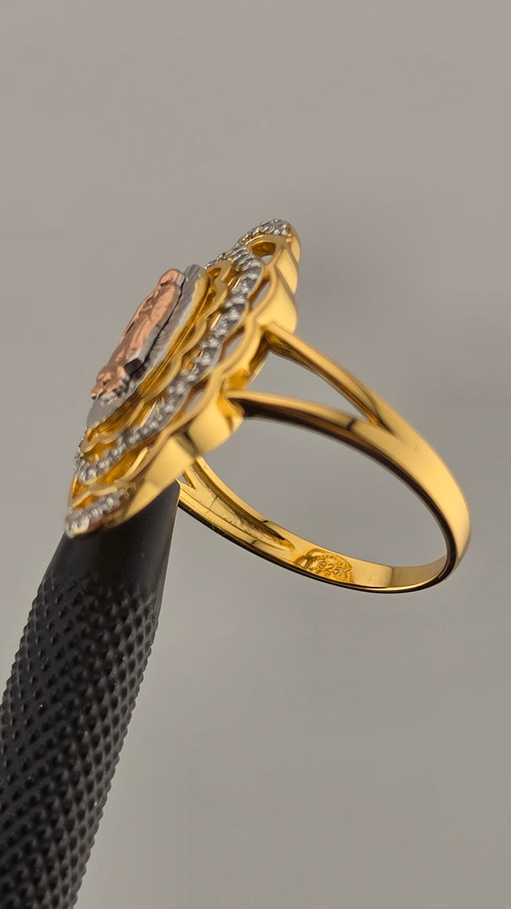 Sterling Silver 925 Virgen de Guadalupe Cz Ring