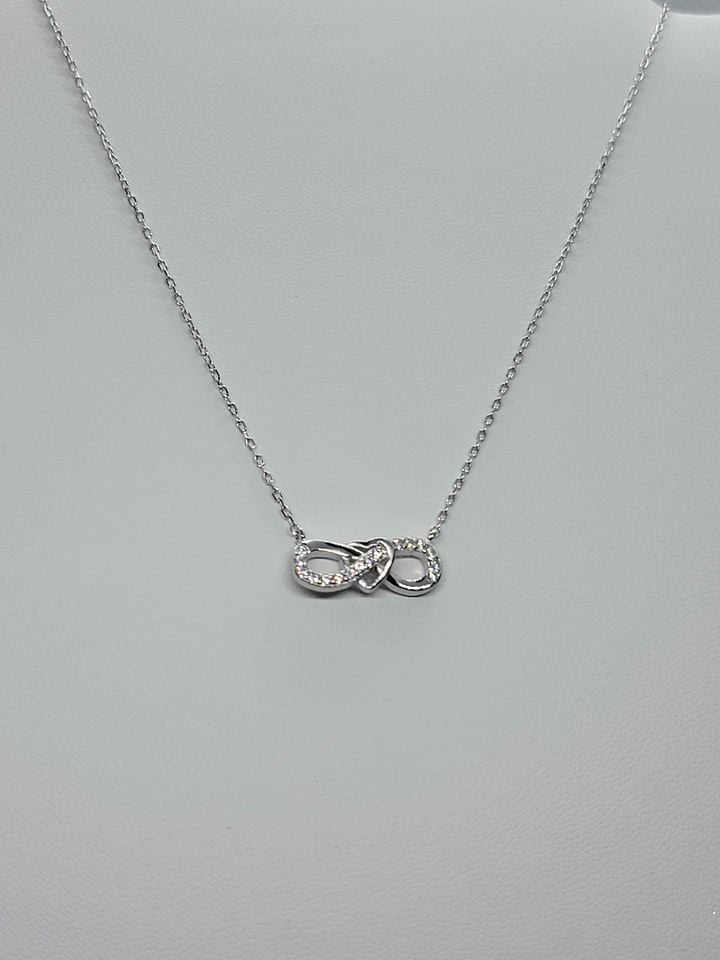 Brand New Sterling Silver 925 Infinite & Heart Necklace