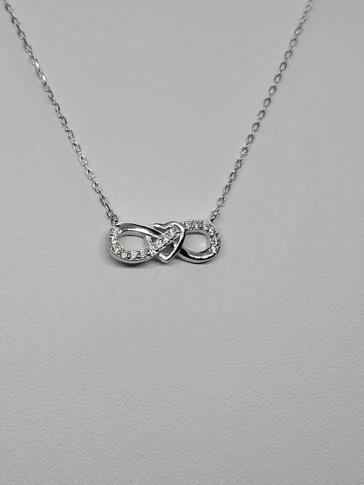Brand New Sterling Silver 925 Infinite & Heart Necklace