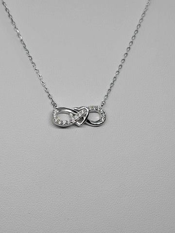 Brand New Sterling Silver 925 Infinite & Heart Necklace