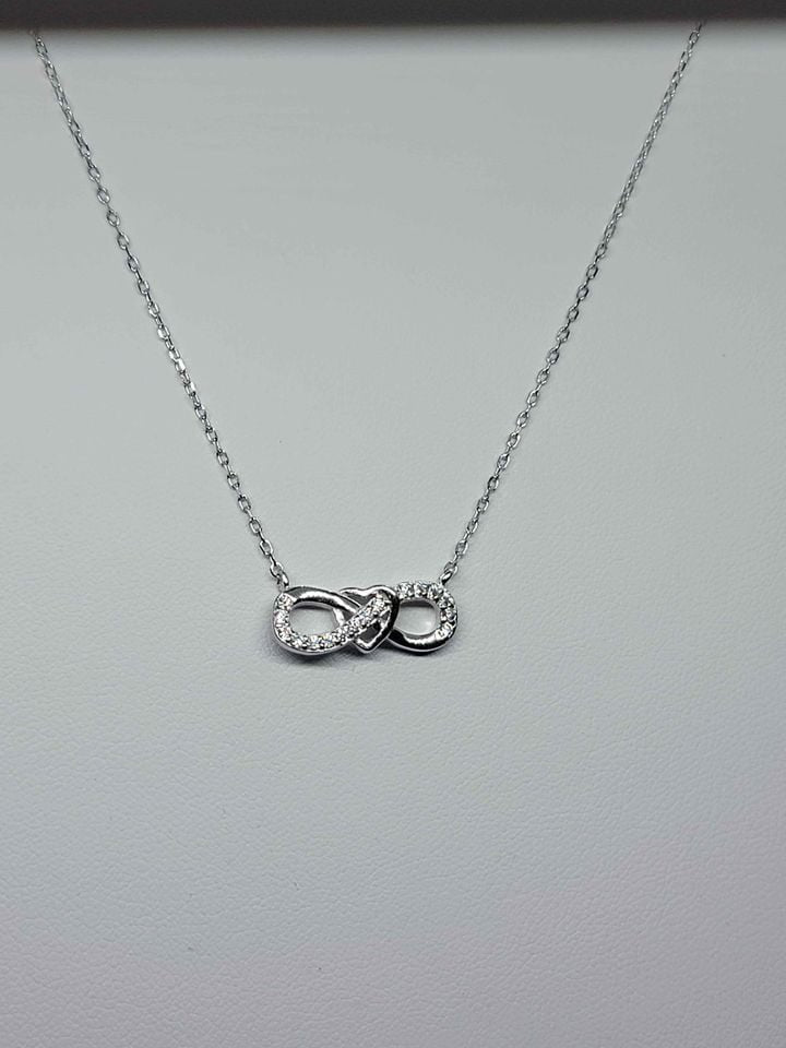 Brand New Sterling Silver 925 Infinite & Heart Necklace