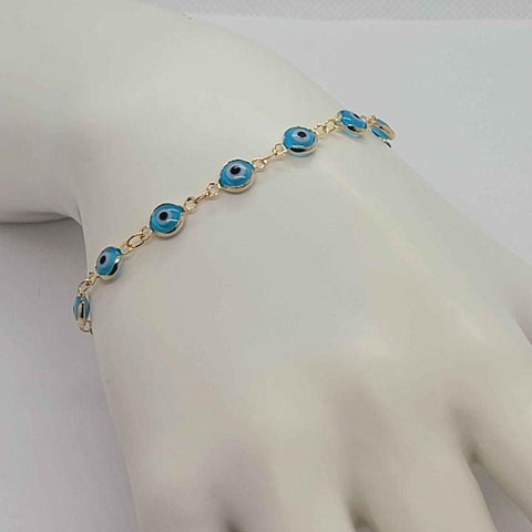 Brand New Brazilian 18k Gold Filled Baby Blue Evil Eye Bracelet