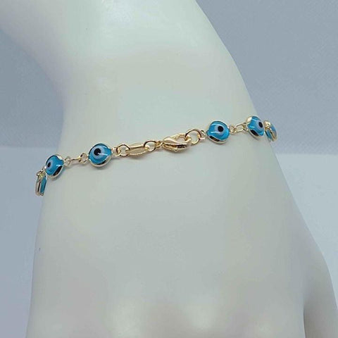 Brand New Brazilian 18k Gold Filled Baby Blue Evil Eye Bracelet