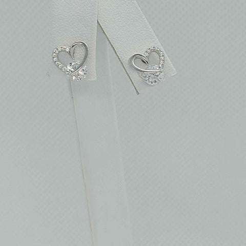Brand New Sterling Silver 925  Heart Earrings  with Cubic Zirconia Stones and Gem