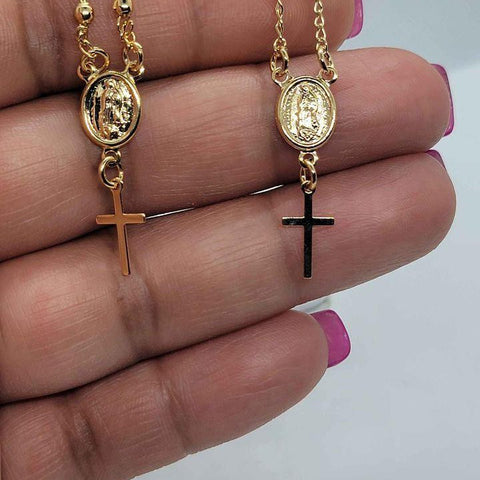 Brand New Brazilian 18k Gold Filled Virgen De Guadalupe and cross earrings