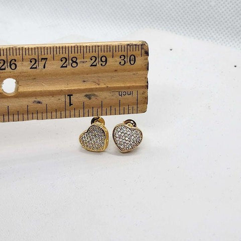 Brand New  Brazilian 18k Gold Filled Cz Heart Studs / Earrings