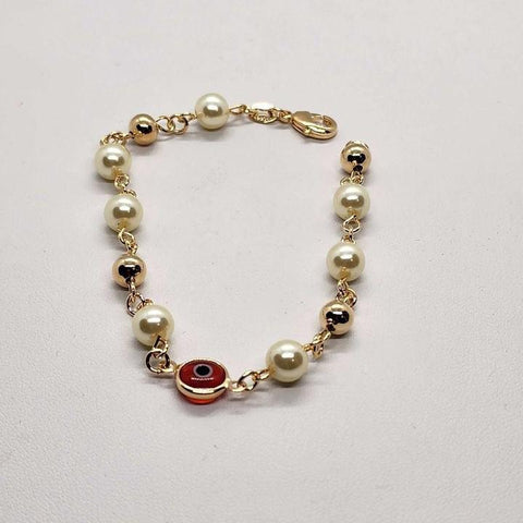 Brand New   Brazilian 18k Gold Filled RED Evil Eye Pearl Bracelet