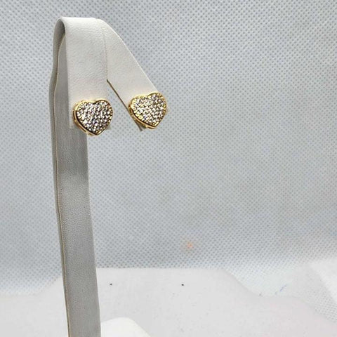 Brand New  Brazilian 18k Gold Filled Cz Heart Studs / Earrings