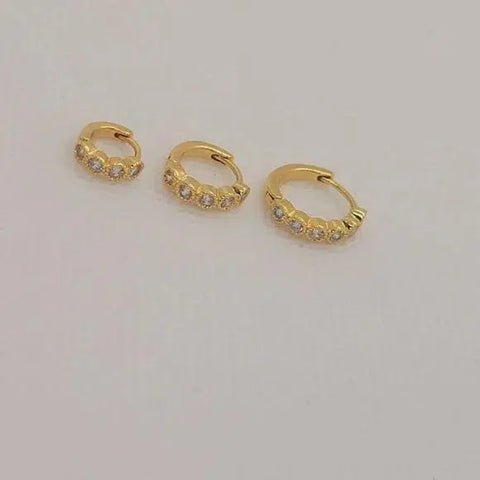 Brand New Brazilian 18k Gold filled 3 set with Cubic Zirconia Stones Earrings 2 pairs