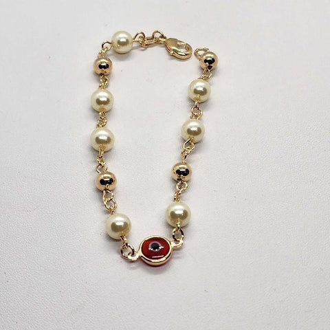 Brand New   Brazilian 18k Gold Filled RED Evil Eye Pearl Bracelet