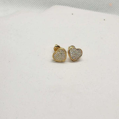 Brand New  Brazilian 18k Gold Filled Cz Heart Studs / Earrings