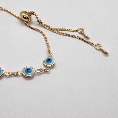 Brand New  Brazilian 18k gold filled Blue Evil Eye Adjustable Bracelet