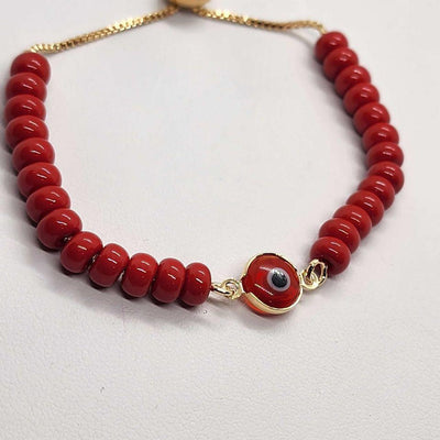 Brand New  Brazilian 18k gold filled Red Evil Eye Adjustable Bracelet