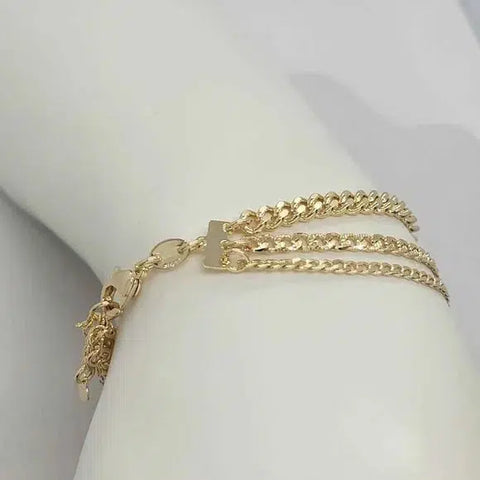 Brand NEW  Brazilian 18k Gold Filled 3 ROW Bracelet