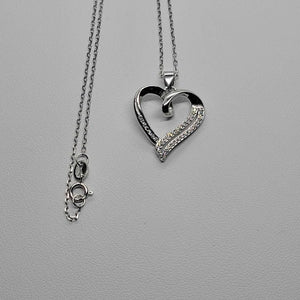 Brand New Sterling Silver 925 Heart Necklace w/ zirconia stones