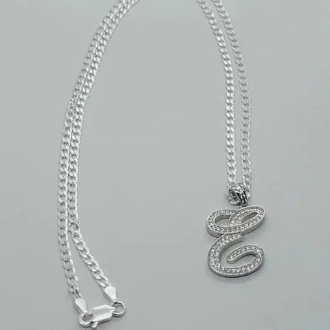 Brand New Sterling Silver 925 Letter E Necklace