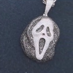 925 Sterling Silver Scream Pendant – Ghost Face Horror Jewelry for Fans