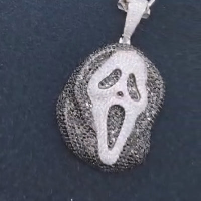 925 Sterling Silver Scream Pendant – Ghost Face Horror Jewelry for Fans