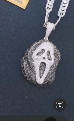 925 Sterling Silver Scream Pendant – Ghost Face Horror Jewelry for Fans