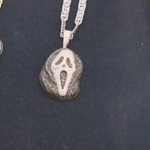 925 Sterling Silver Scream Pendant – Ghost Face Horror Jewelry for Fans