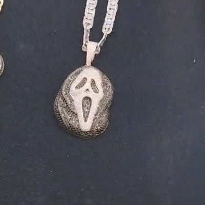 925 Sterling Silver Scream Pendant – Ghost Face Horror Jewelry for Fans