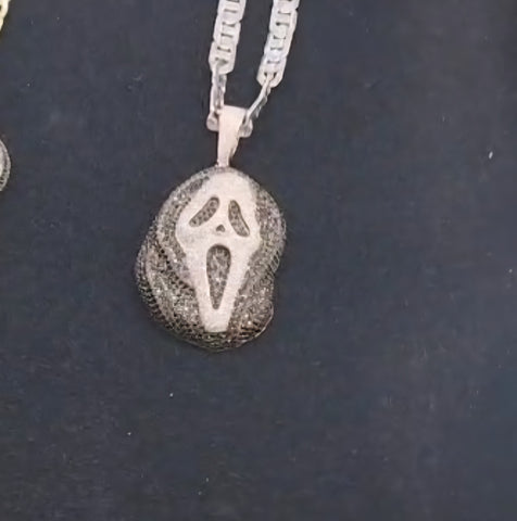925 Sterling Silver Scream Pendant – Ghost Face Horror Jewelry for Fans