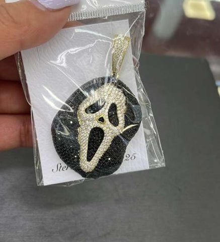 925 Sterling Silver Scream Pendant – Ghost Face Horror Jewelry for Fans