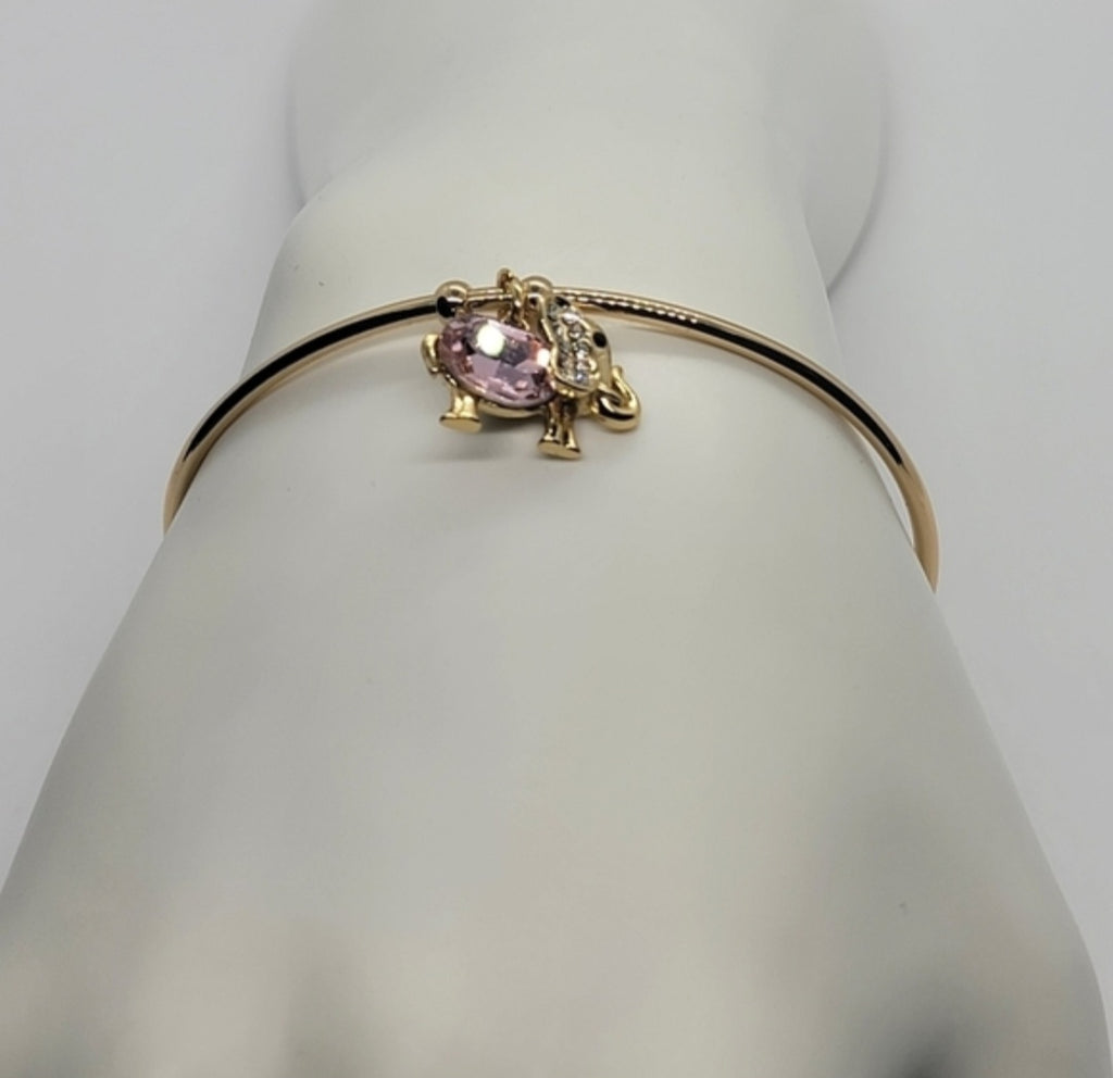 Luxury 18K Gold-Plated Bracelet with Pink Elephant Charm