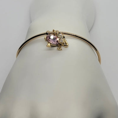 Luxury 18K Gold-Plated Bracelet with Pink Elephant Charm