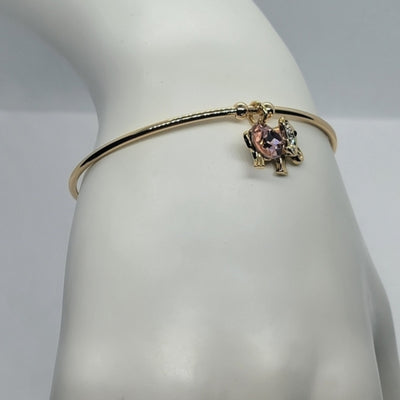 Luxury 18K Gold-Plated Bracelet with Pink Elephant Charm