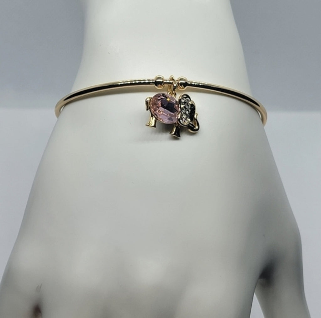 Luxury 18K Gold-Plated Bracelet with Pink Elephant Charm