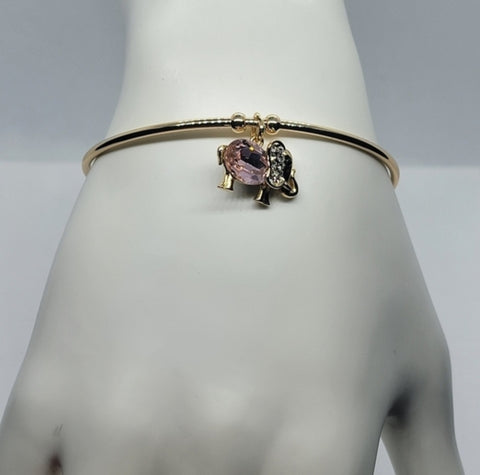 Luxury 18K Gold-Plated Bracelet with Pink Elephant Charm