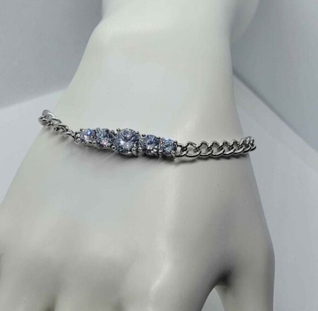 18K White Gold-Plated Cubic Zirconia Bracelet