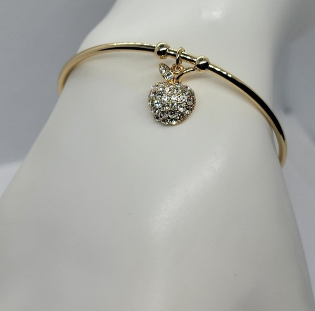 18K Gold-Plated Apple Charm Bracelet – Brand New