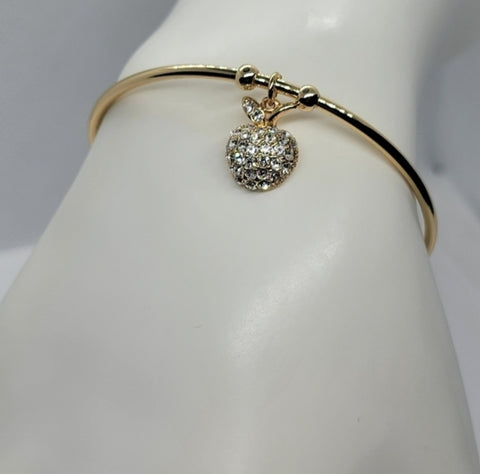 18K Gold-Plated Apple Charm Bracelet – Brand New